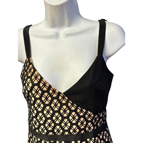 Cinq A Sept NWT Sera Sheath Dress Size 0 Black Camel Printed Sleeveless Evening - Picture 6 of 10